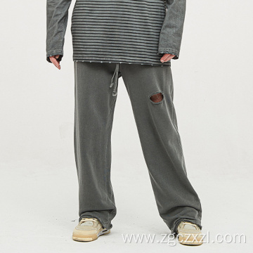 Spring new ripped loose edge sweatpants